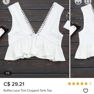 Ruffles Lace Trim Crop Top